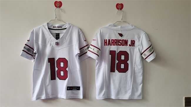 Womens Arizona Cardinals #18 Marvin Harrison Jr White 2024 F.U.S.E Stitched Jersey